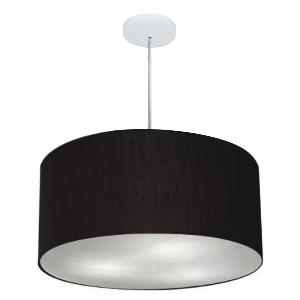 Pendente Cilíndrico Md-4214 Cúpula em Tecido 55x25cm Preto - Bivolt