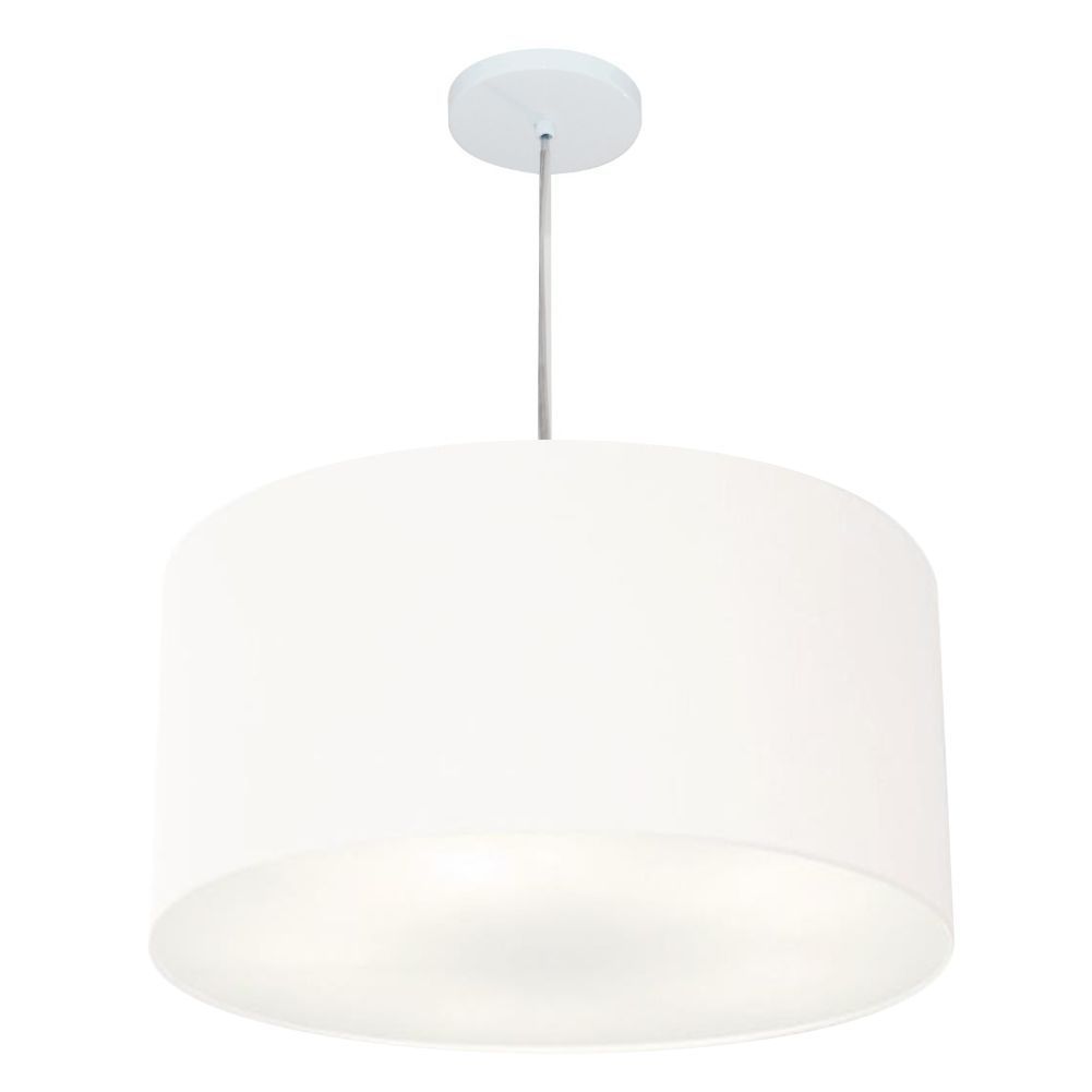 Pendente Cilíndrico Md-4215 Cúpula em Tecido 55x30cm Branco - Bivolt