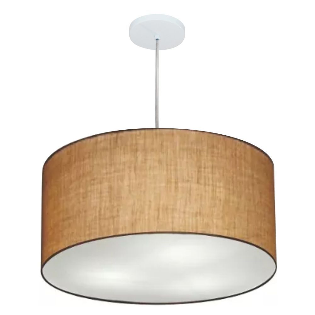 Pendente Cilíndrico Md-4215 Cúpula em Tecido 55x30cm Palha - Bivolt