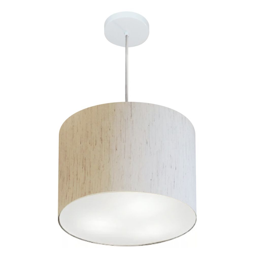 Pendente Cilíndrico Md-4216 Cúpula em Tecido 40x30cm Linho Bege - Bivolt
