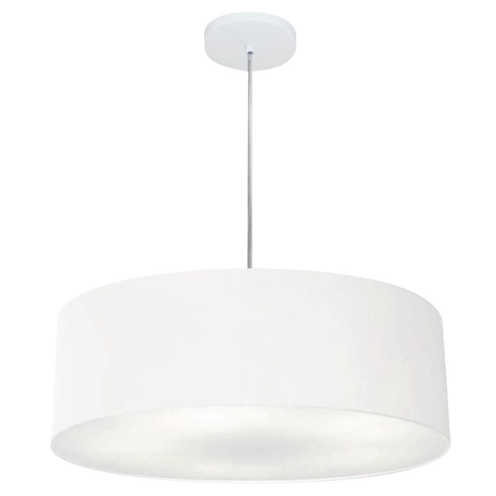 Pendente Cilíndrico Md-4217 Cúpula em Tecido 50x15cm Branco - Bivolt