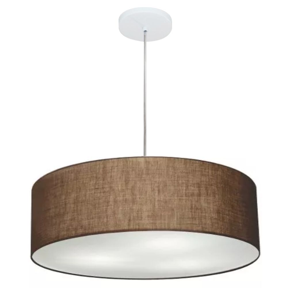 Pendente Cilíndrico Md-4217 Cúpula em Tecido 50x15cm Café - Bivolt