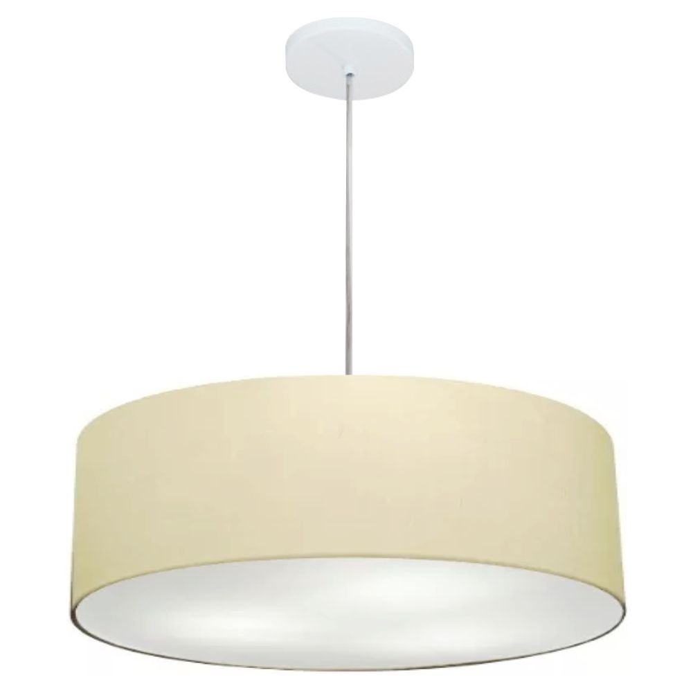 Pendente Cilíndrico Md-4218 Cúpula em Tecido 55x15cm Algodão Crú - Bivolt