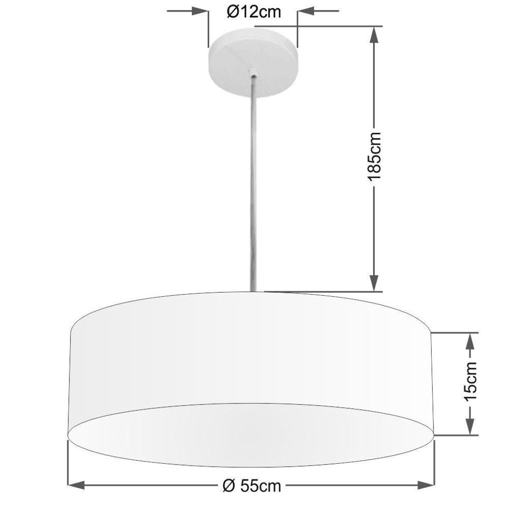 Pendente Cilíndrico Md-4218 Cúpula em Tecido 55x15cm Rústico Cinza - Bivolt