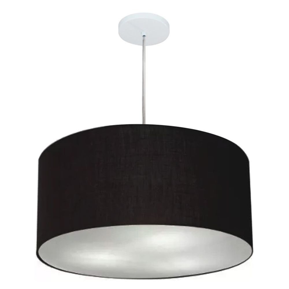 Pendente Cilíndrico Md-4219 Cúpula em Tecido 55x25cm Preto - Bivolt