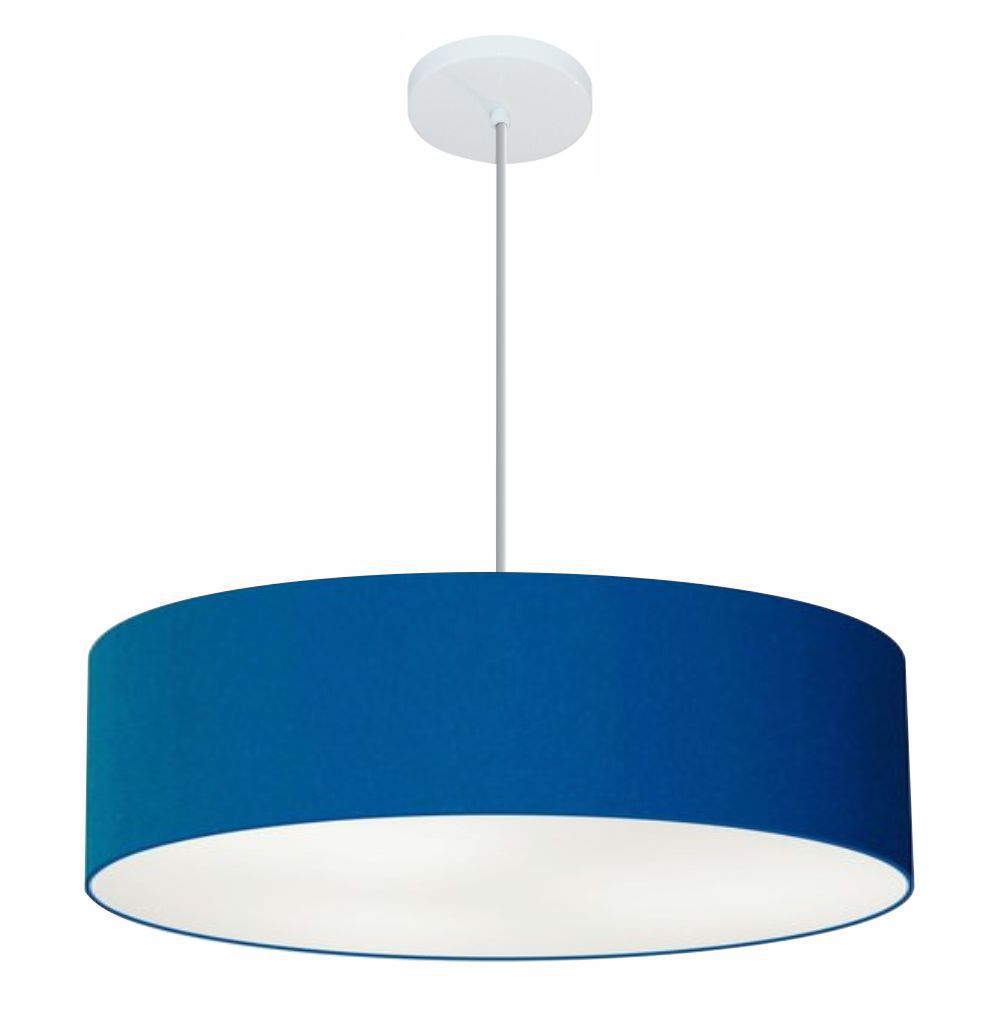 Pendente Cilíndrico Md-4221 Cúpula em Tecido 60x15cm Azul Marinho - Bivolt