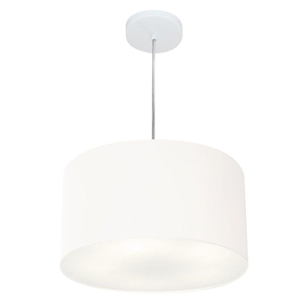 Pendente Cilíndrico Md-4244 Cúpula em Tecido 40x25cm Branco - Bivolt