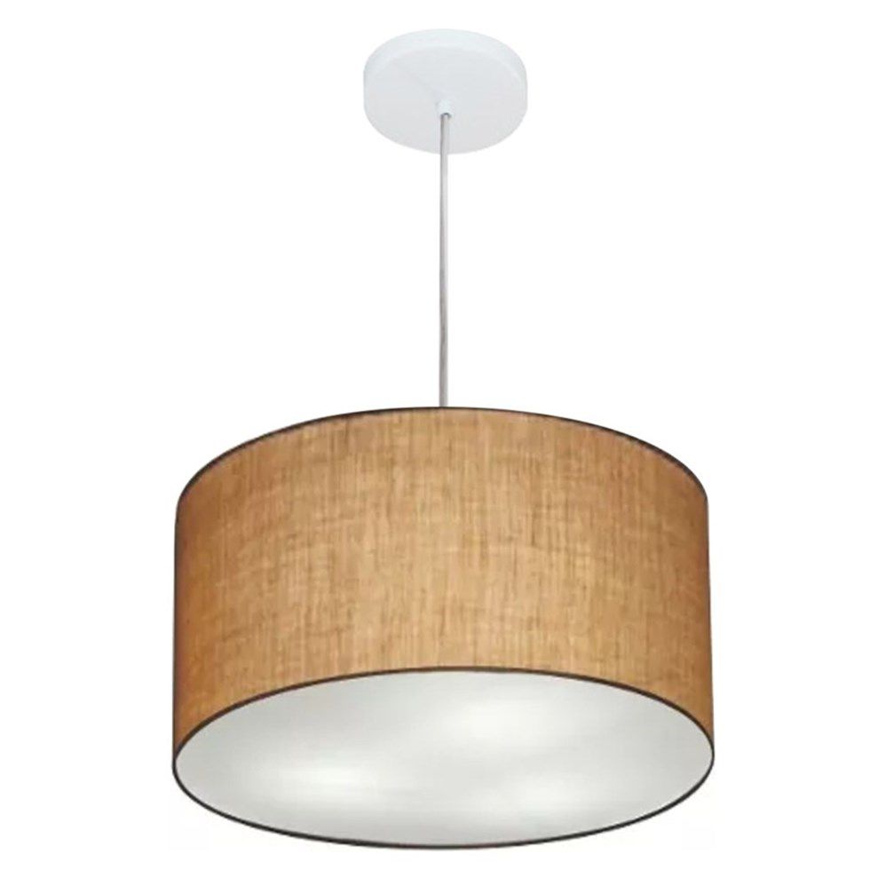 Pendente Cilíndrico Md-4244 Cúpula em Tecido 40x25cm Palha - Bivolt