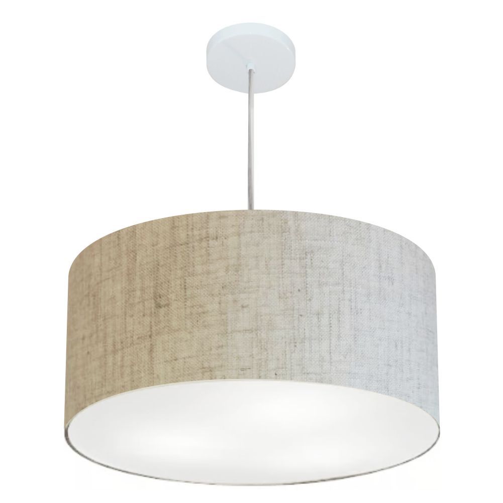 Pendente Cilíndrico Md-4245 Cúpula em Tecido 50x30cm Rústico Bege - Bivolt