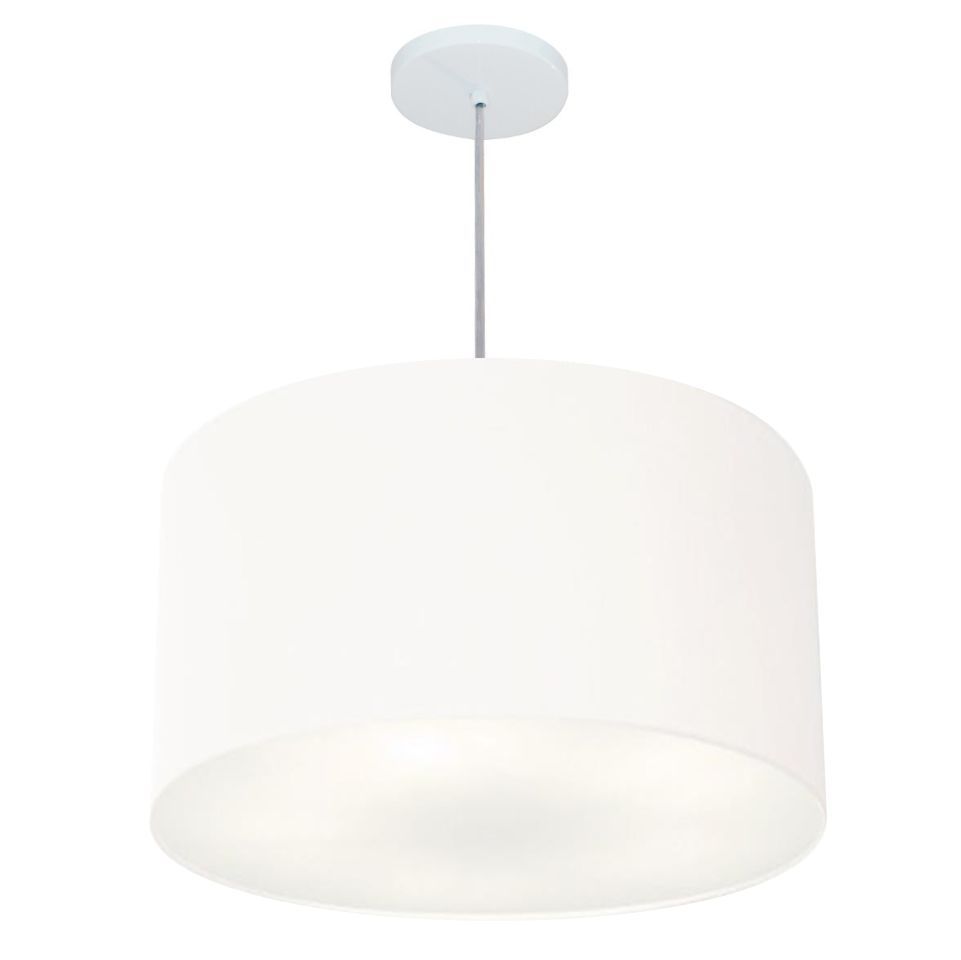 Pendente Cilíndrico Md-4250 Cúpula em Tecido 45x30cm Branco - Bivolt