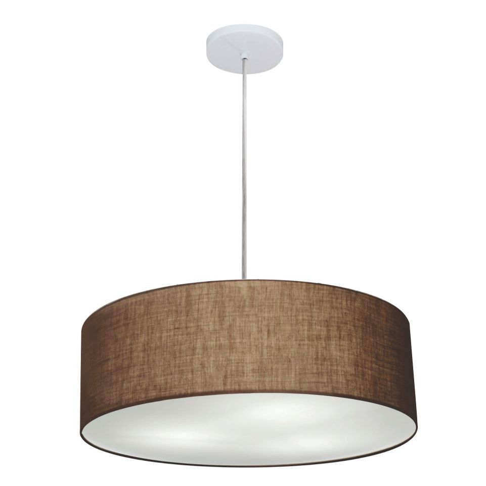 Pendente Cilíndrico Md-4254 Cúpula em Tecido 45x15cm Café - Bivolt