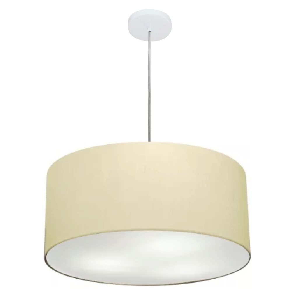 Pendente Cilíndrico Vivare Md-4320 Cúpula em Tecido 50x25cm Algodão Crú - Bivolt