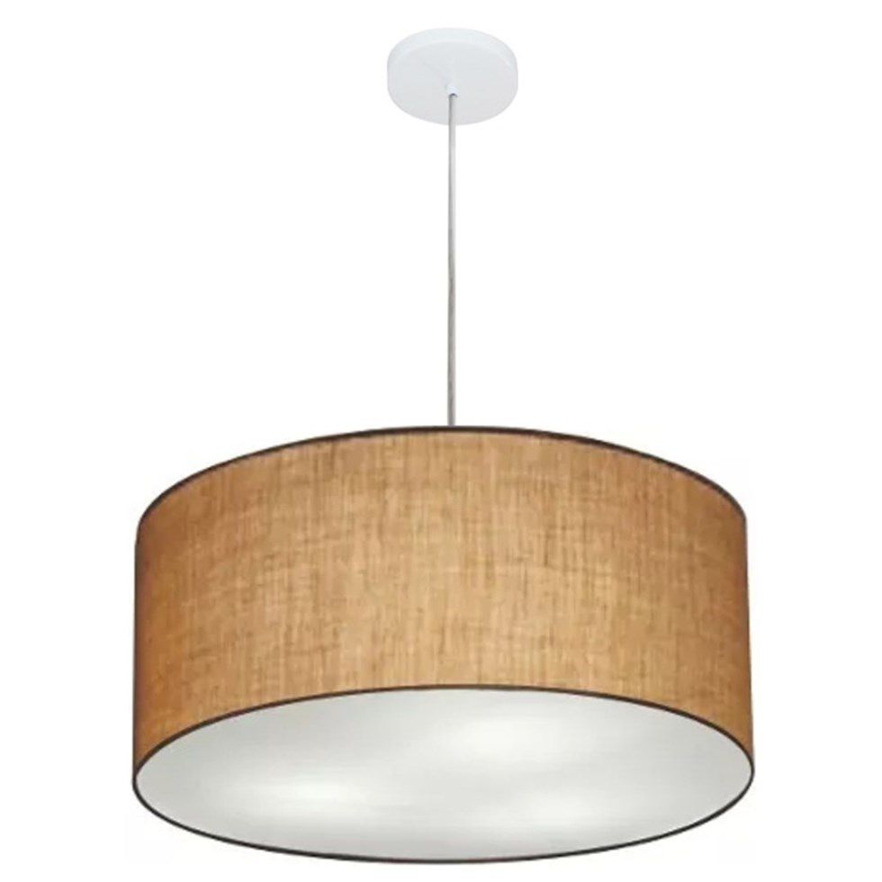 Pendente Cilíndrico Vivare Md-4320 Cúpula em Tecido 50x25cm Palha - Bivolt