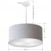 Pendente Cilíndrico Vivare Md-4320 Cúpula em Tecido 50x25cm Rústico Cinza - Bivolt