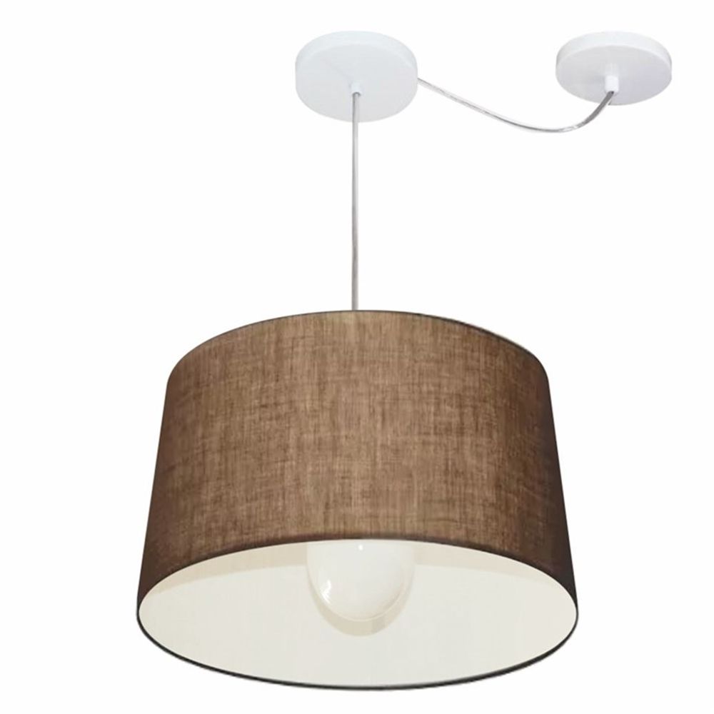 Pendente Cone Com Desvio Md-4275 Cúpula 30/40x45cm Café - Bivolt