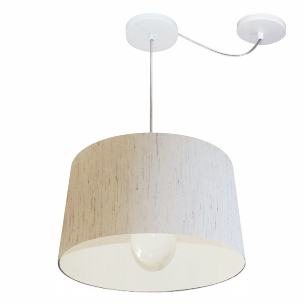 Pendente Cone Com Desvio Md-4275 Cúpula 30/40x45cm Linho Bege - Bivolt
