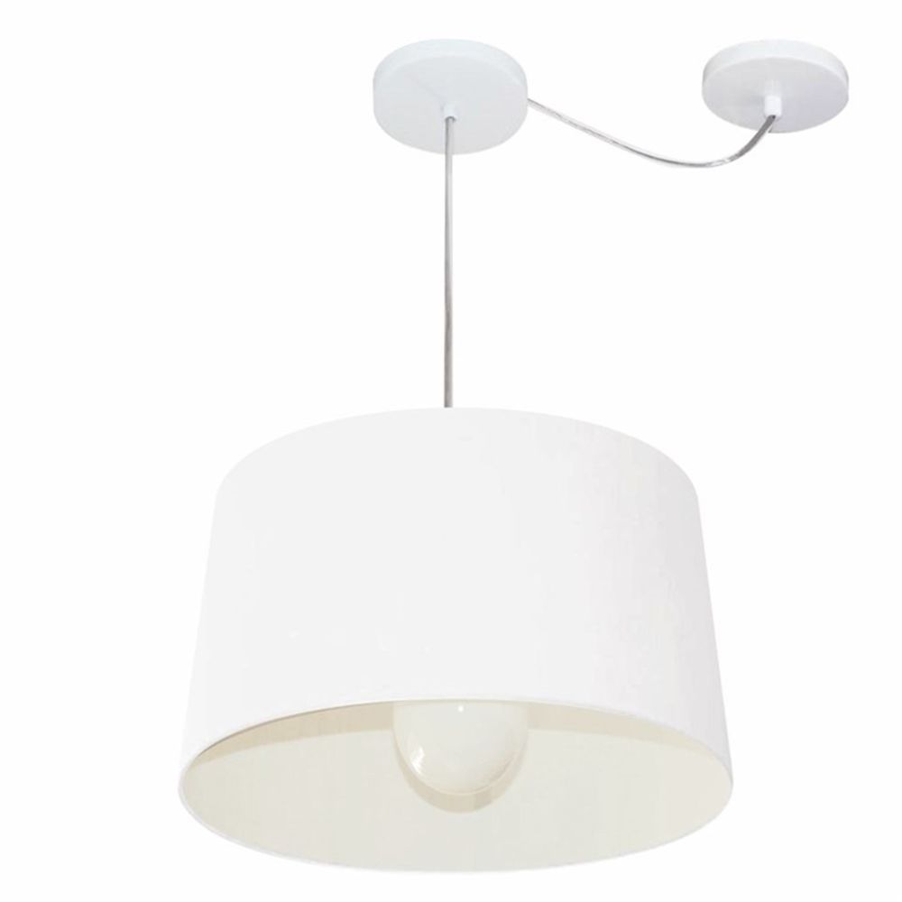 Pendente Cone Com Desvio Md-4275 Cúpula30/40x45cm Branco - Bivolt