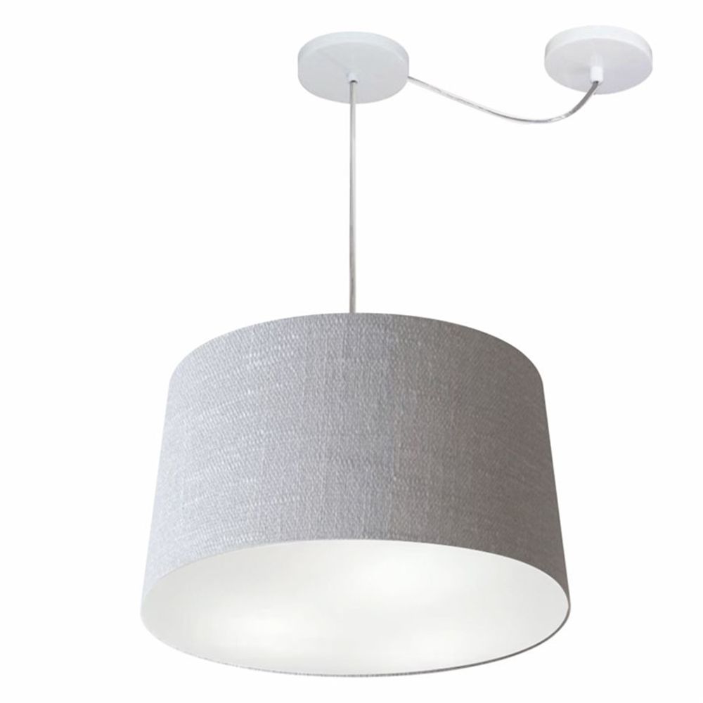 Pendente Cone Com Desvio Md-4277 Cúpula 30/40x45cm Rústico Cinza - Bivolt
