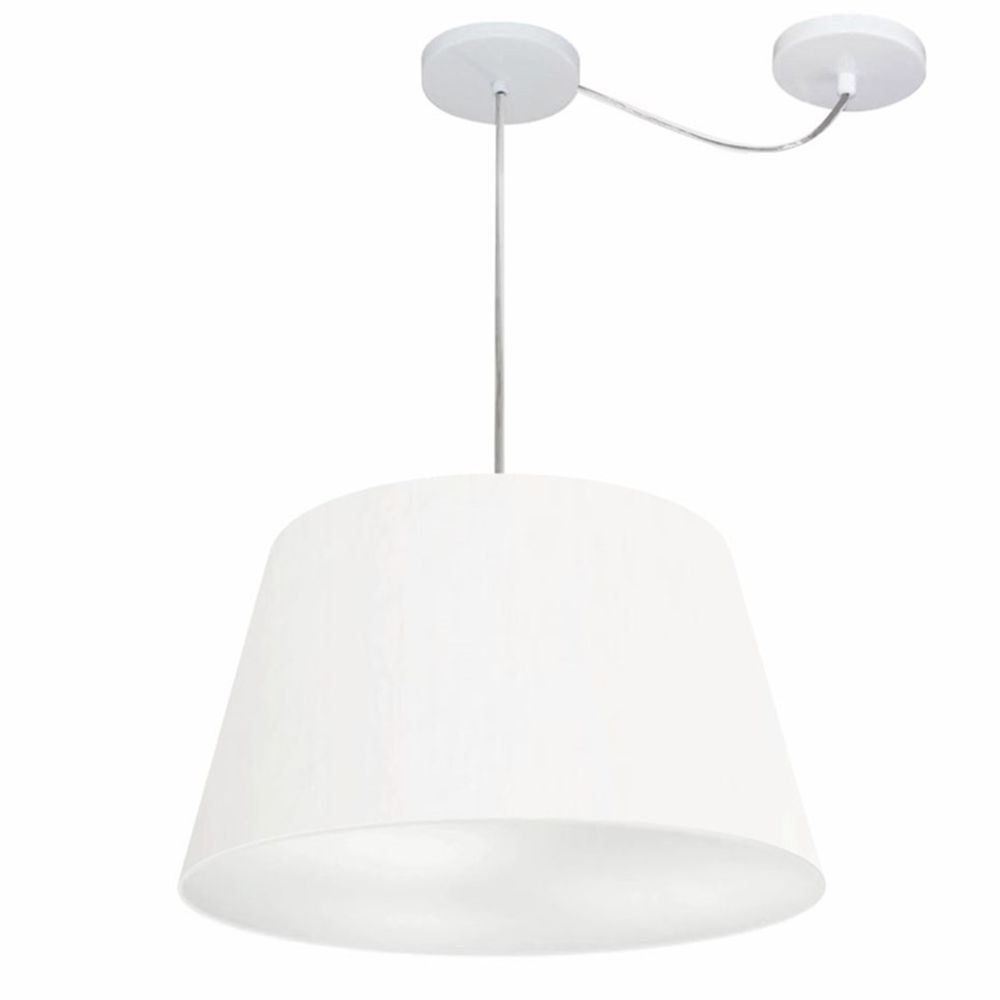Pendente Cone Com Desvio Md-4279 Cúpula Tecido 21/30x40cm Branco - Bivolt