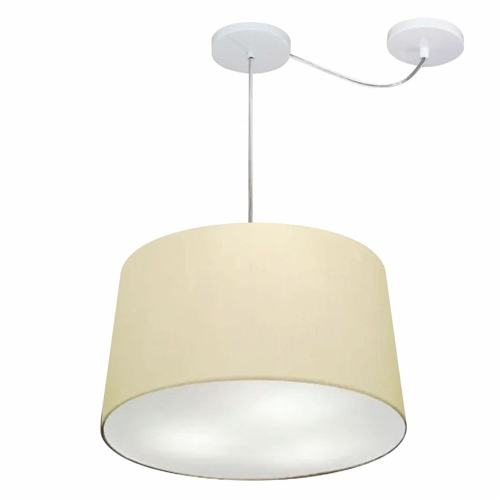 Pendente Cone Com Desvio Md-4281 Cúpula30/40x45cm Algodão Crú - Bivolt