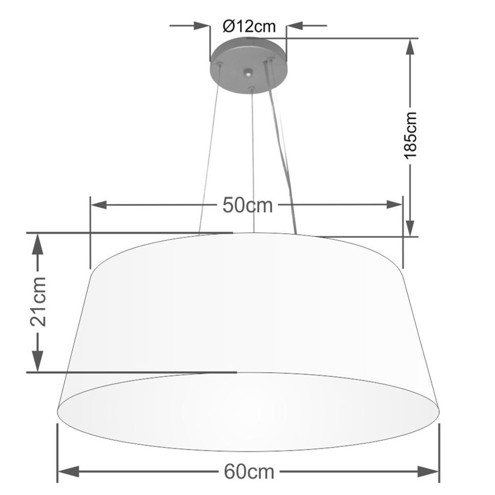 Pendente Cone Md-4002 Cúpula em Tecido 21-60x50cm Rústico Bege - Bivolt