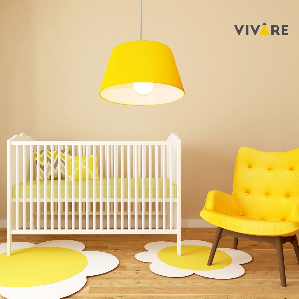 Pendente Cone Md-4039 Cúpula em Tecido 21-40x30cm Amarelo - Bivolt