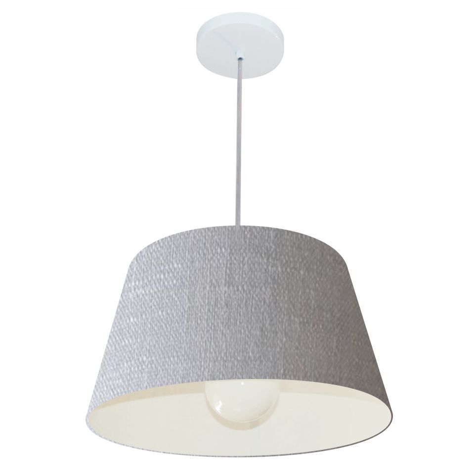 Pendente Cone Md-4039 Cúpula em Tecido 21-40x30cm Rústico Cinza - Bivolt