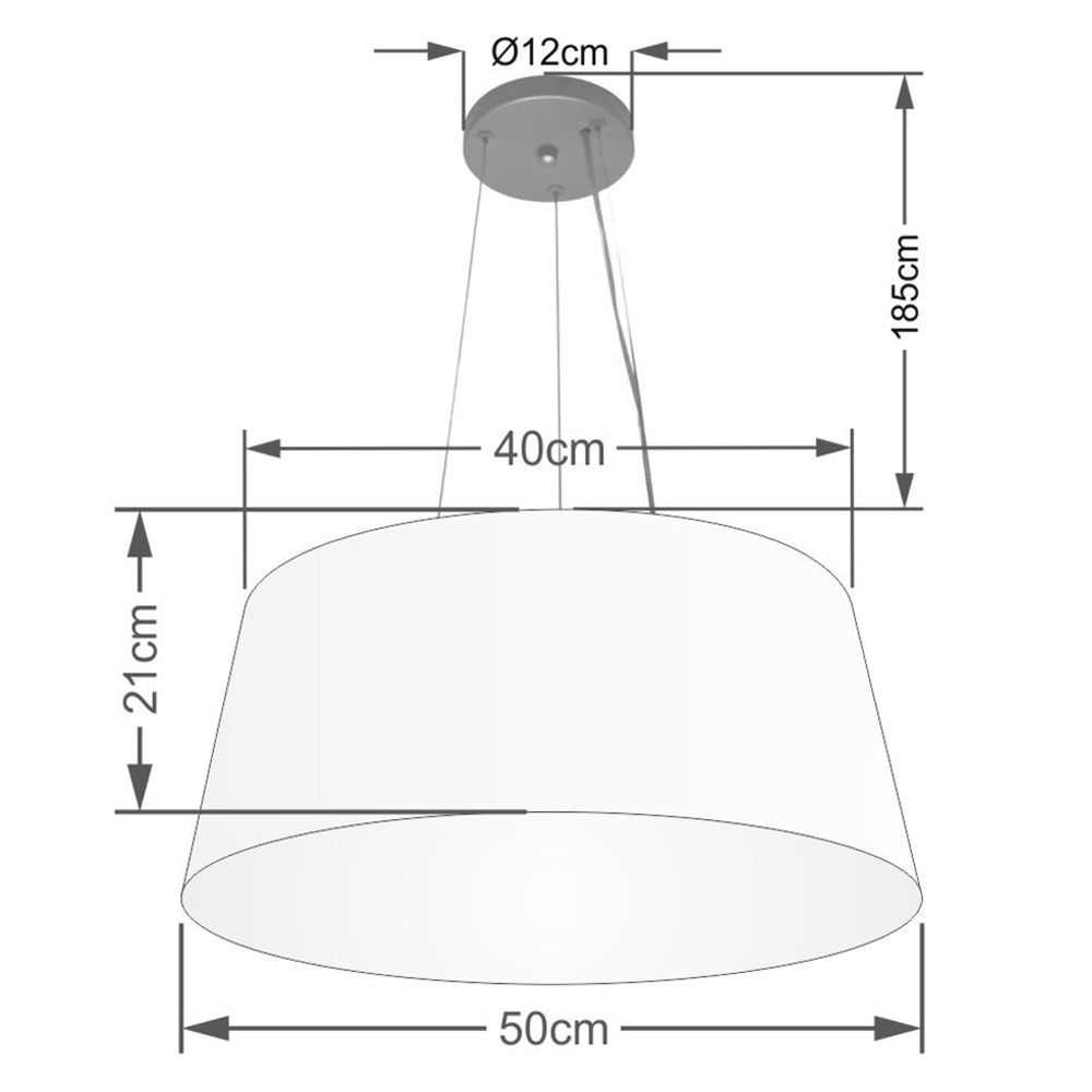 Pendente Cone Md-4048 Cúpula em Tecido 21-50x40cm Azul Marinho - Bivolt