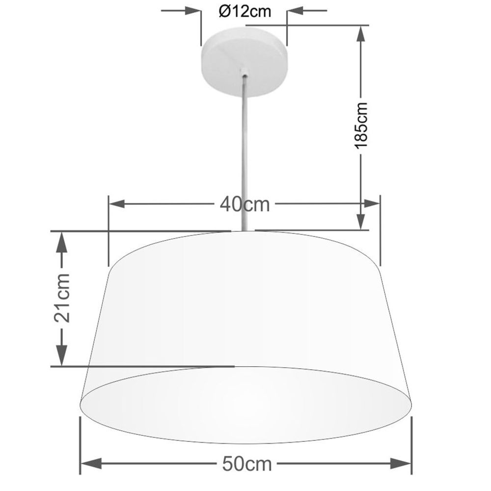 Pendente Cone Md-4050 Cúpula em Tecido 21-50x40cm Rústico Bege - Bivolt