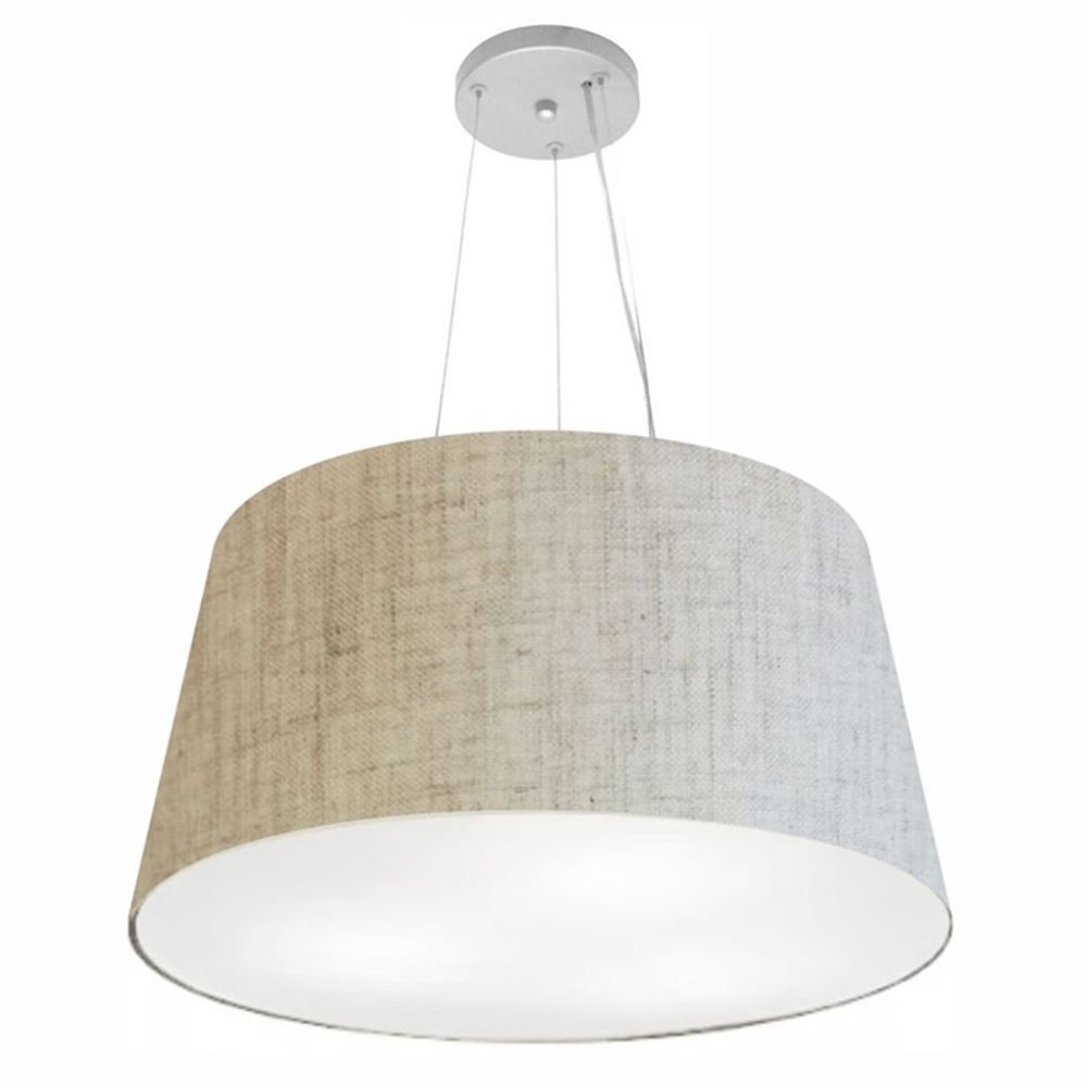 Pendente Cone Md-4063 Cúpula em Tecido 30-60x50cm Rústico Bege - Bivolt