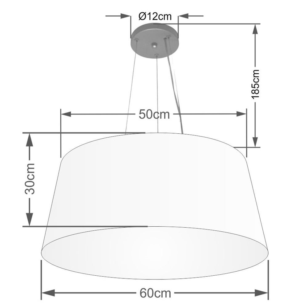 Pendente Cone Md-4063 Cúpula em Tecido 30-60x50cm Rústico Cinza - Bivolt