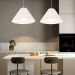 Pendente Cone Md-4078 Cúpula em Tecido 25-40x15cm Branco - Bivolt