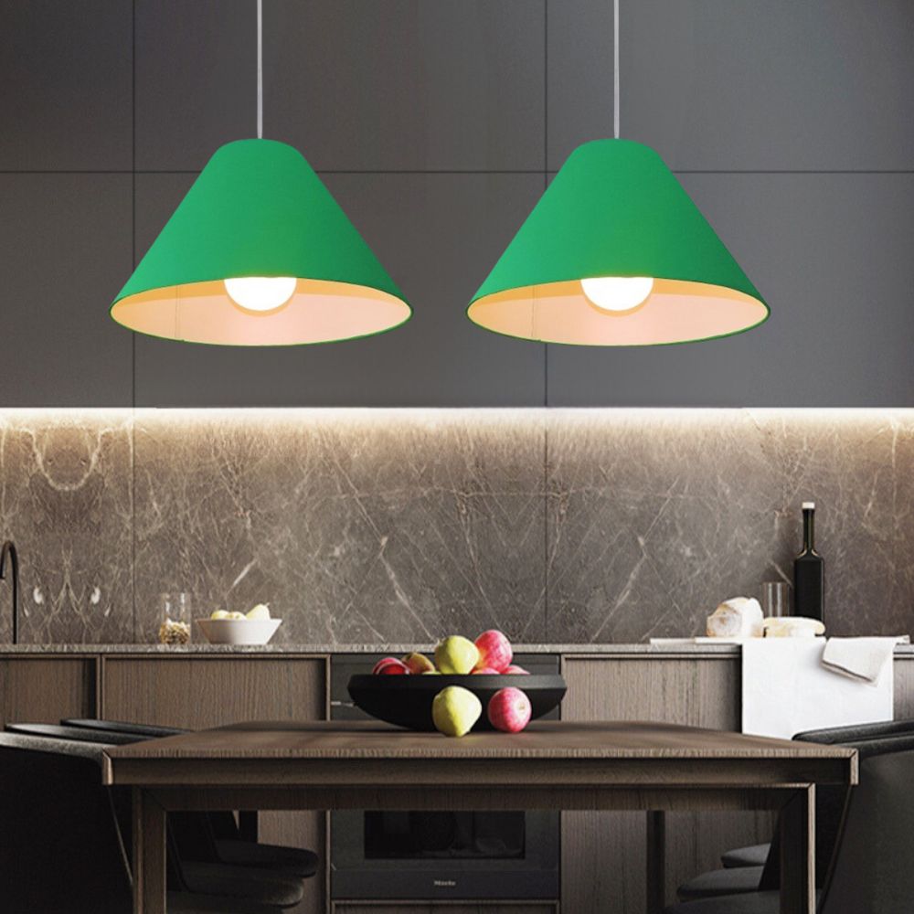 Pendente Cone Md-4078 Cúpula em Tecido 25-40x15cm Verde Folha - Bivolt