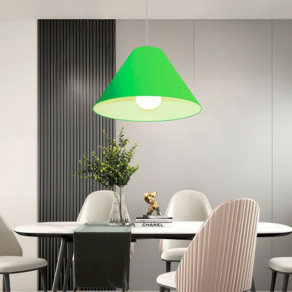 Pendente Cone Md-4078 Cúpula em Tecido 25-40x15cm Verde Limão - Bivolt
