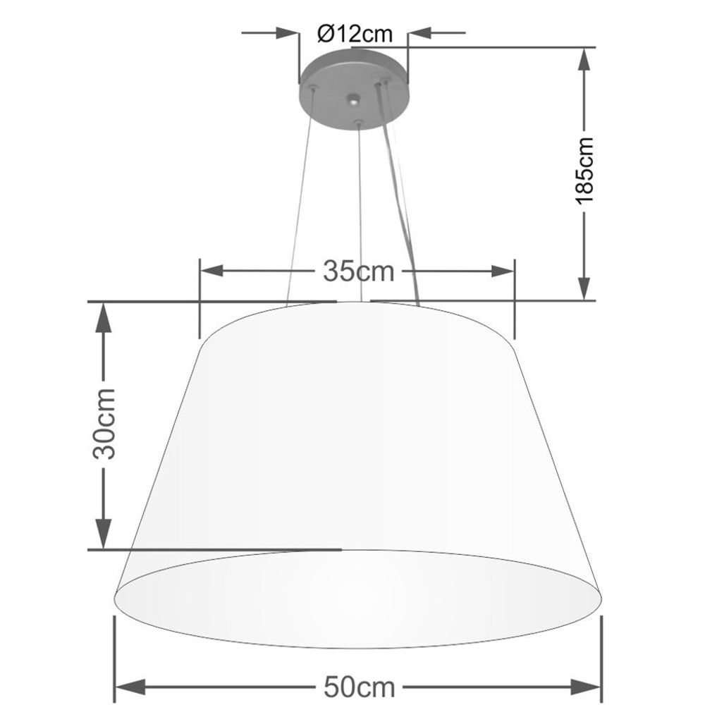 Pendente Cone Md-4141 Cúpula em Tecido 30-50x35cm Rústico Cinza - Bivolt