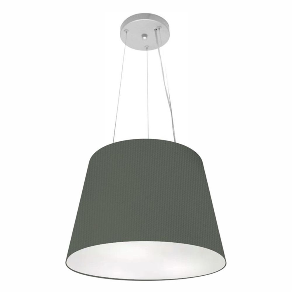Pendente Cone Md-4152 Cúpula em Tecido 30/40x30cm Cinza Escuro - Bivolt