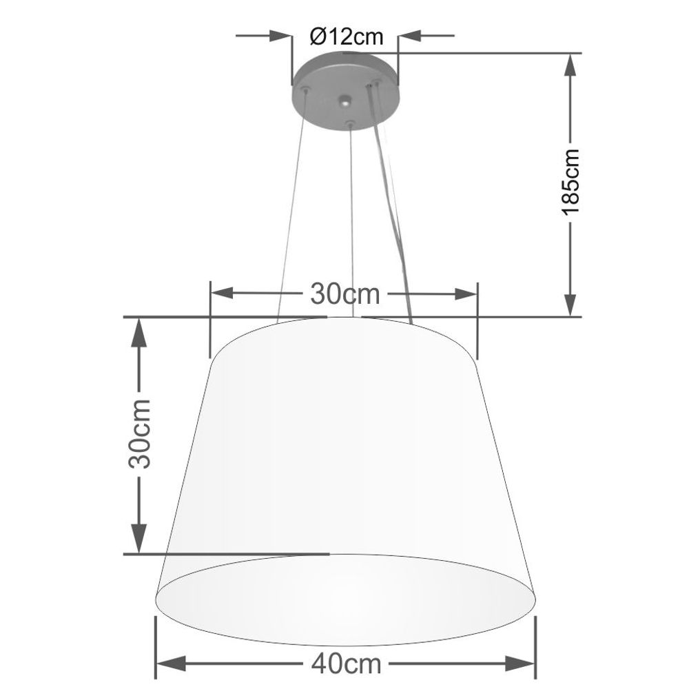 Pendente Cone Md-4152 Cúpula em Tecido 30/40x30cm Preto - Bivolt