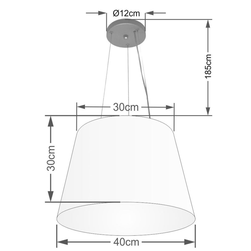 Pendente Cone Md-4152 Cúpula em Tecido 30/40x30cm Rústico Bege - Bivolt