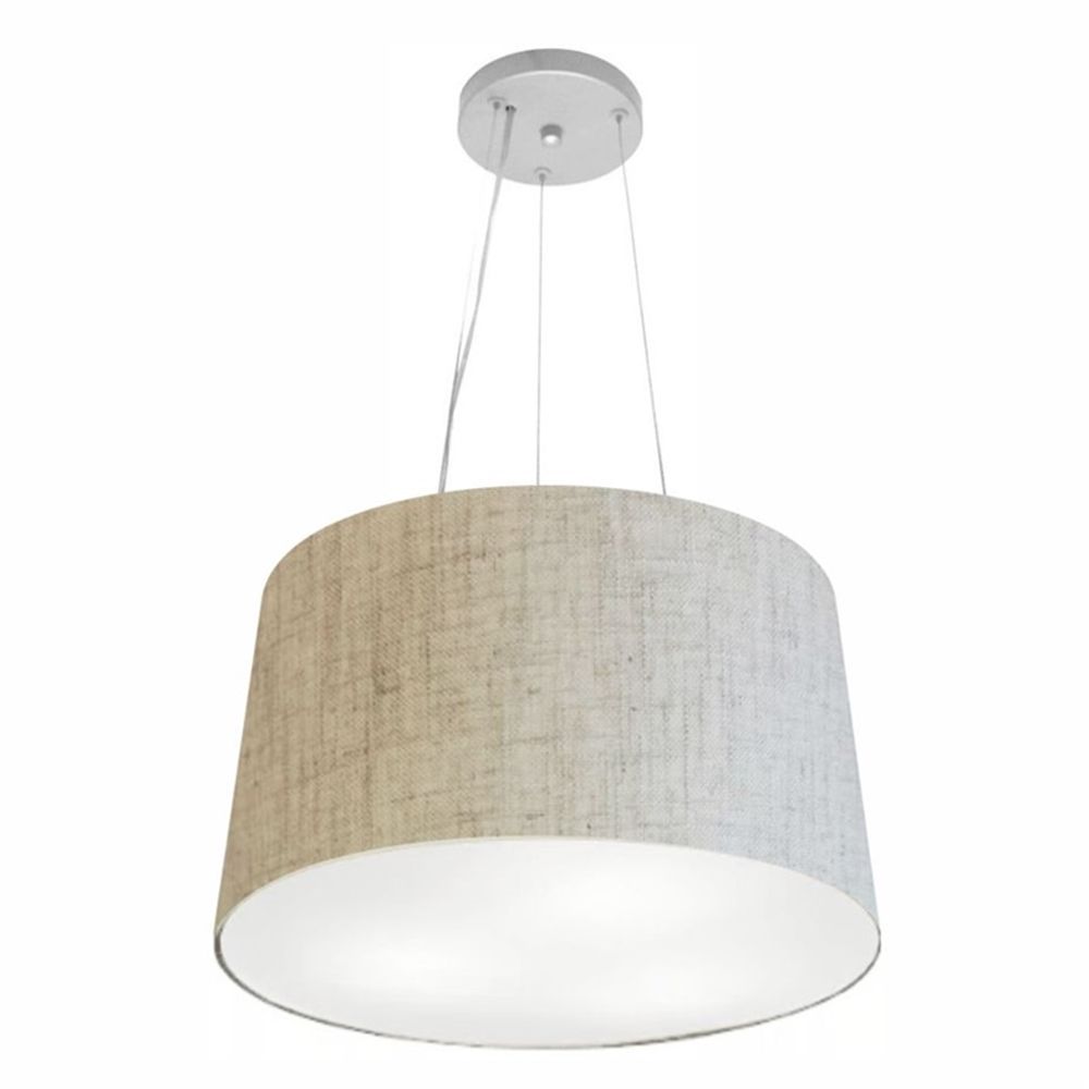 Pendente Cone Md-4153 Cúpula em Tecido 30-45x40cm Rústico Bege- Bivolt