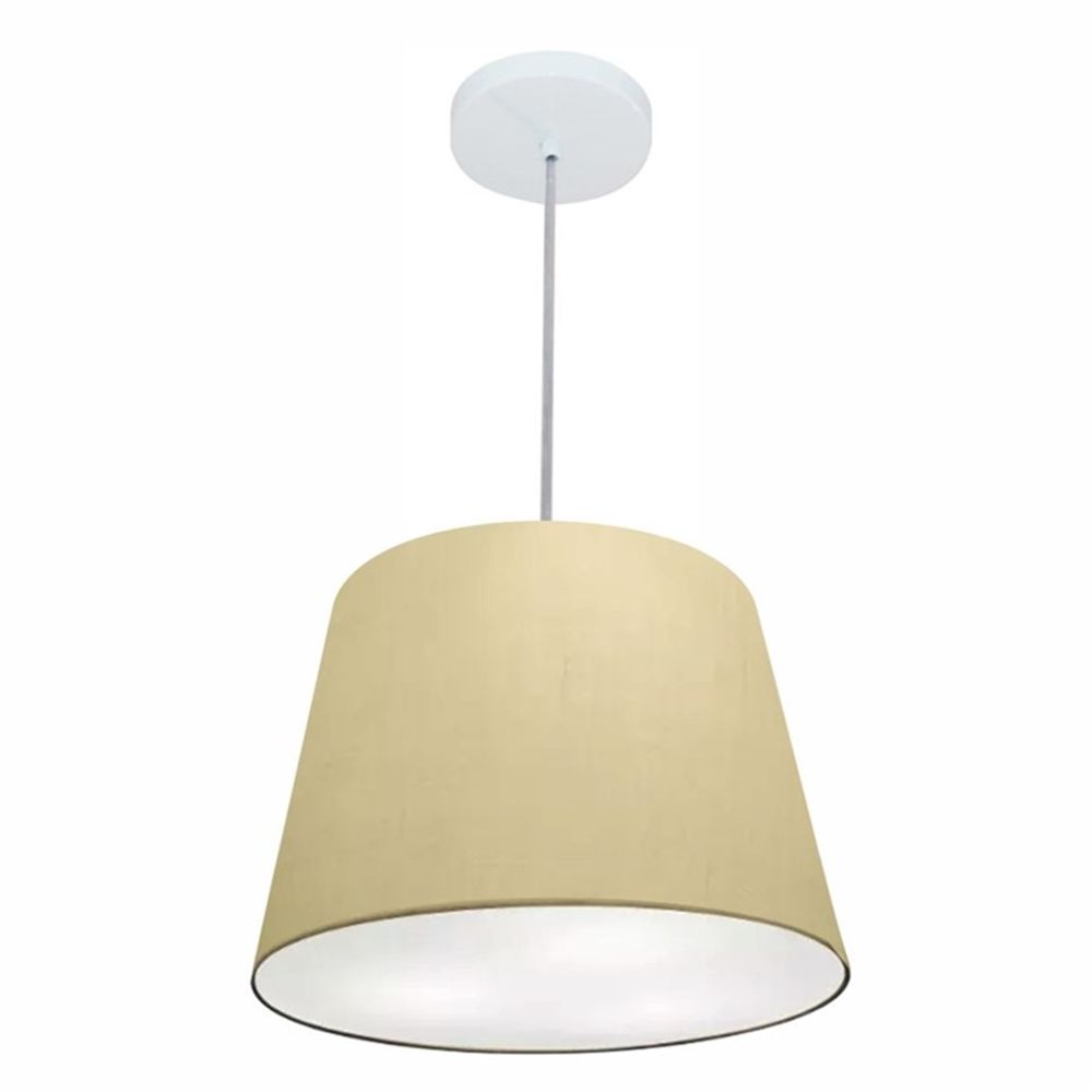 Pendente Cone Md-4155 Cúpula em Tecido 30/40x30cm Algodão Crú - Bivolt