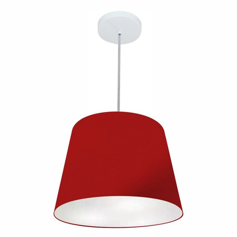 Pendente Cone Md-4155 Cúpula em Tecido 30/40x30cm Bordô - Bivolt