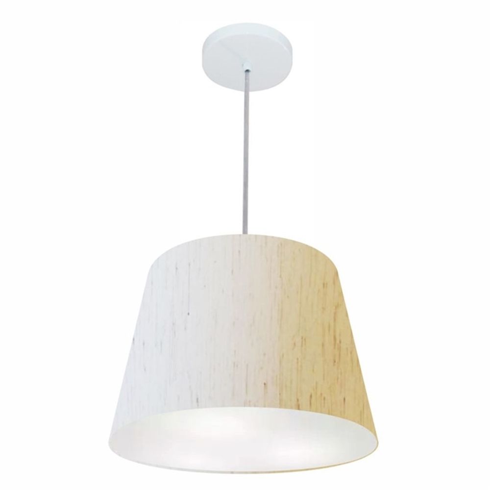 Pendente Cone Md-4155 Cúpula em Tecido 30/40x30cm Linho Bege - Bivolt