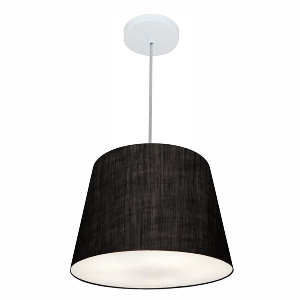 Pendente Cone Md-4155 Cúpula em Tecido 30/40x30cm Preto - Bivolt