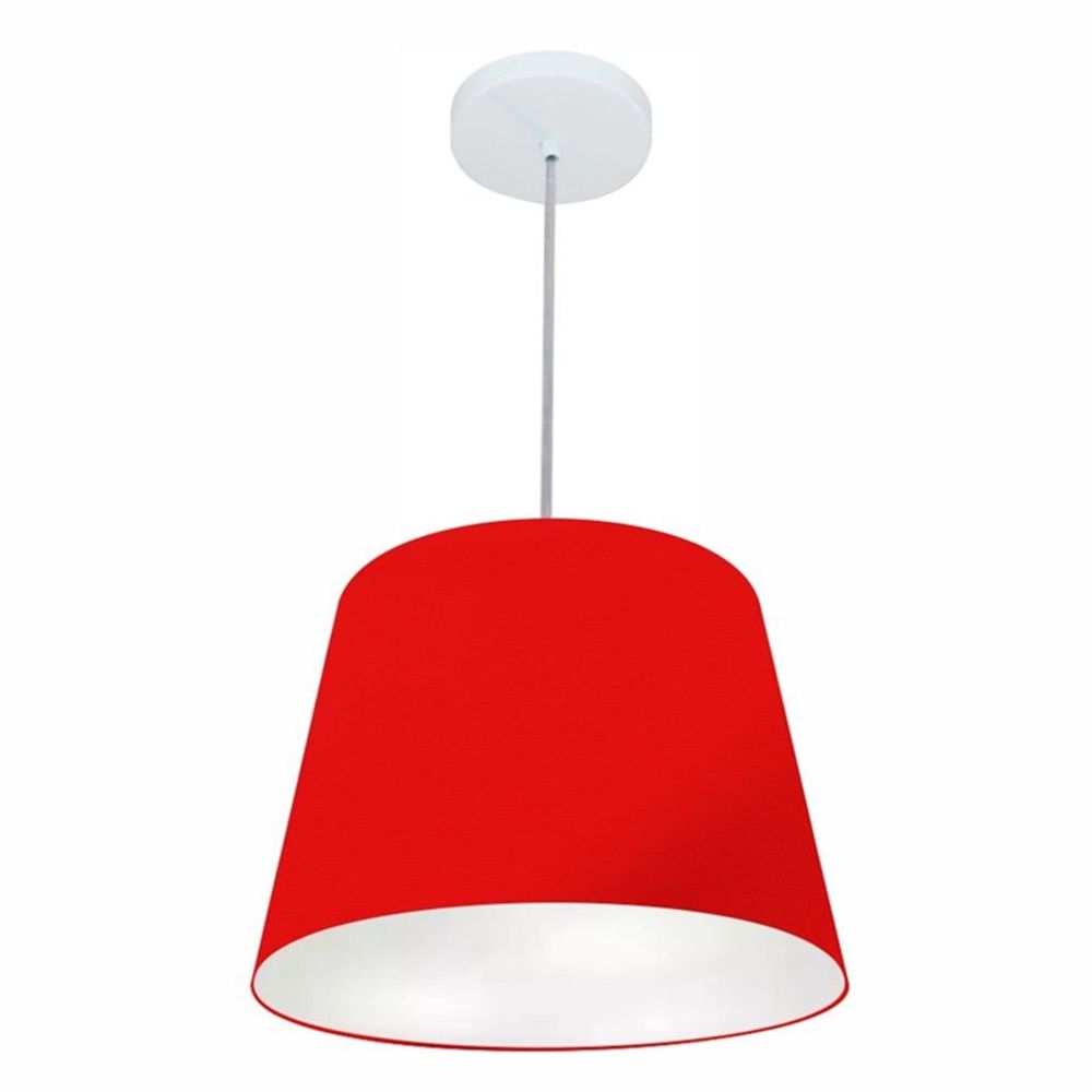 Pendente Cone Md-4155 Cúpula em Tecido 30/40x30cm Vermelho - Bivolt