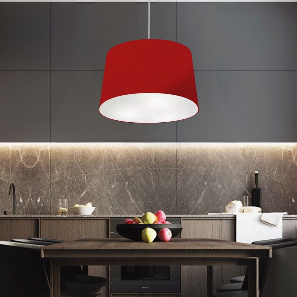 Pendente Cone Md-4156 Cúpula em Tecido 30/45x40cm Bordô - Bivolt