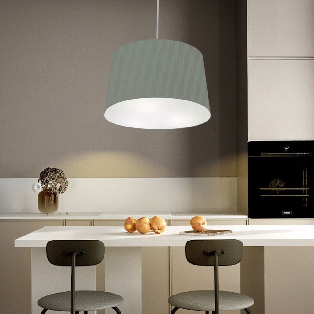 Pendente Cone Md-4156 Cúpula em Tecido 30/45x40cm Cinza Escuro - Bivolt