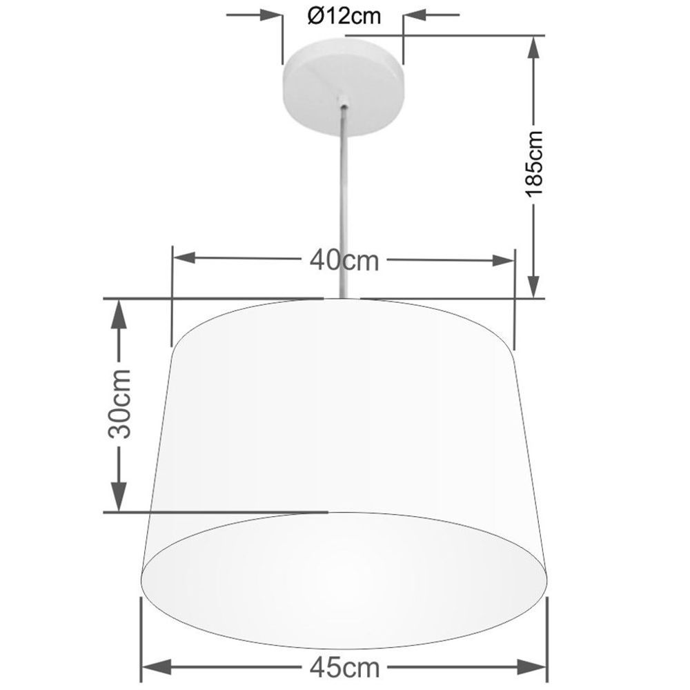 Pendente Cone Md-4156 Cúpula em Tecido 30/45x40cm Rústico Bege - Bivolt