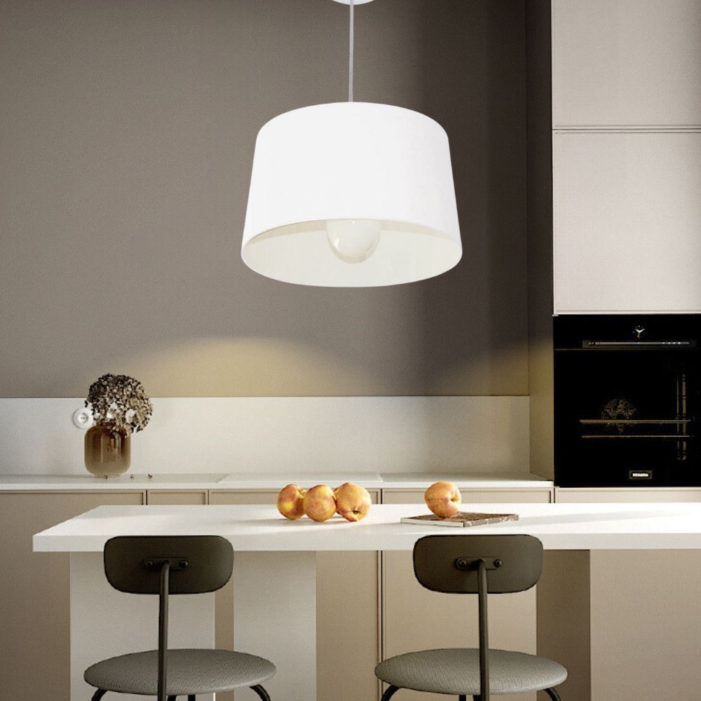 Pendente Cone Md-4241 Cúpula em Tecido 30/45x40cm Branco - Bivolt