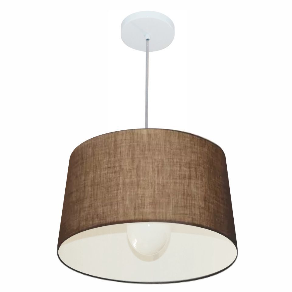 Pendente Cone Md-4241 Cúpula em Tecido 30/45x40cm Café - Bivolt