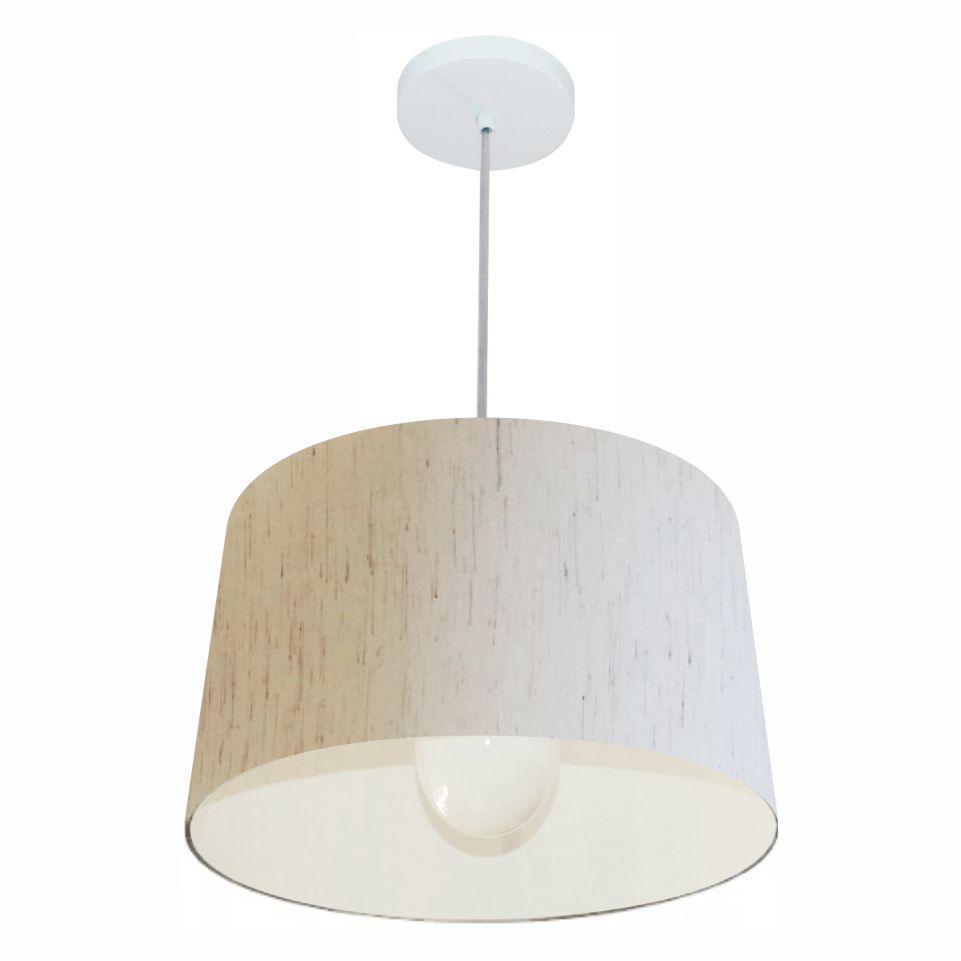 Pendente Cone Md-4241 Cúpula em Tecido 30/45x40cm Linho Bege - Bivolt
